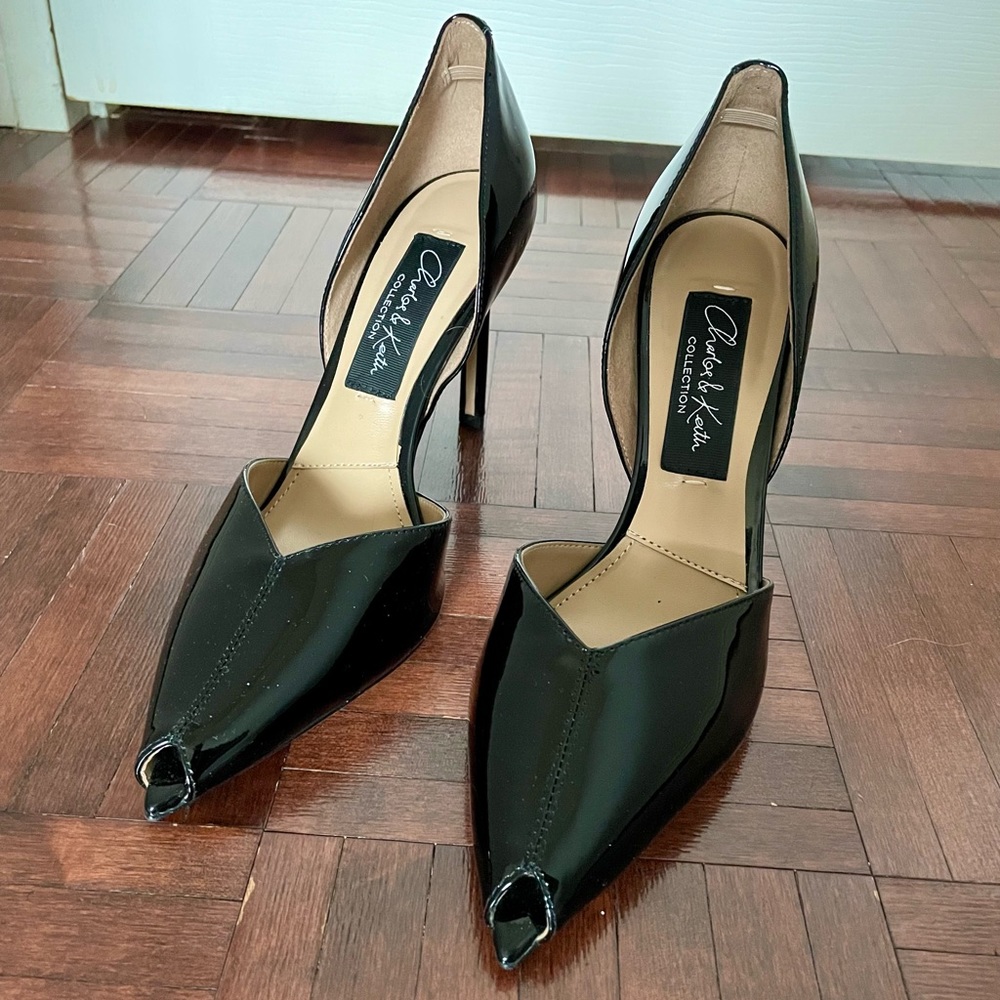 NWOT Charles & Keith black patent stilettos - Picture 4 of 9